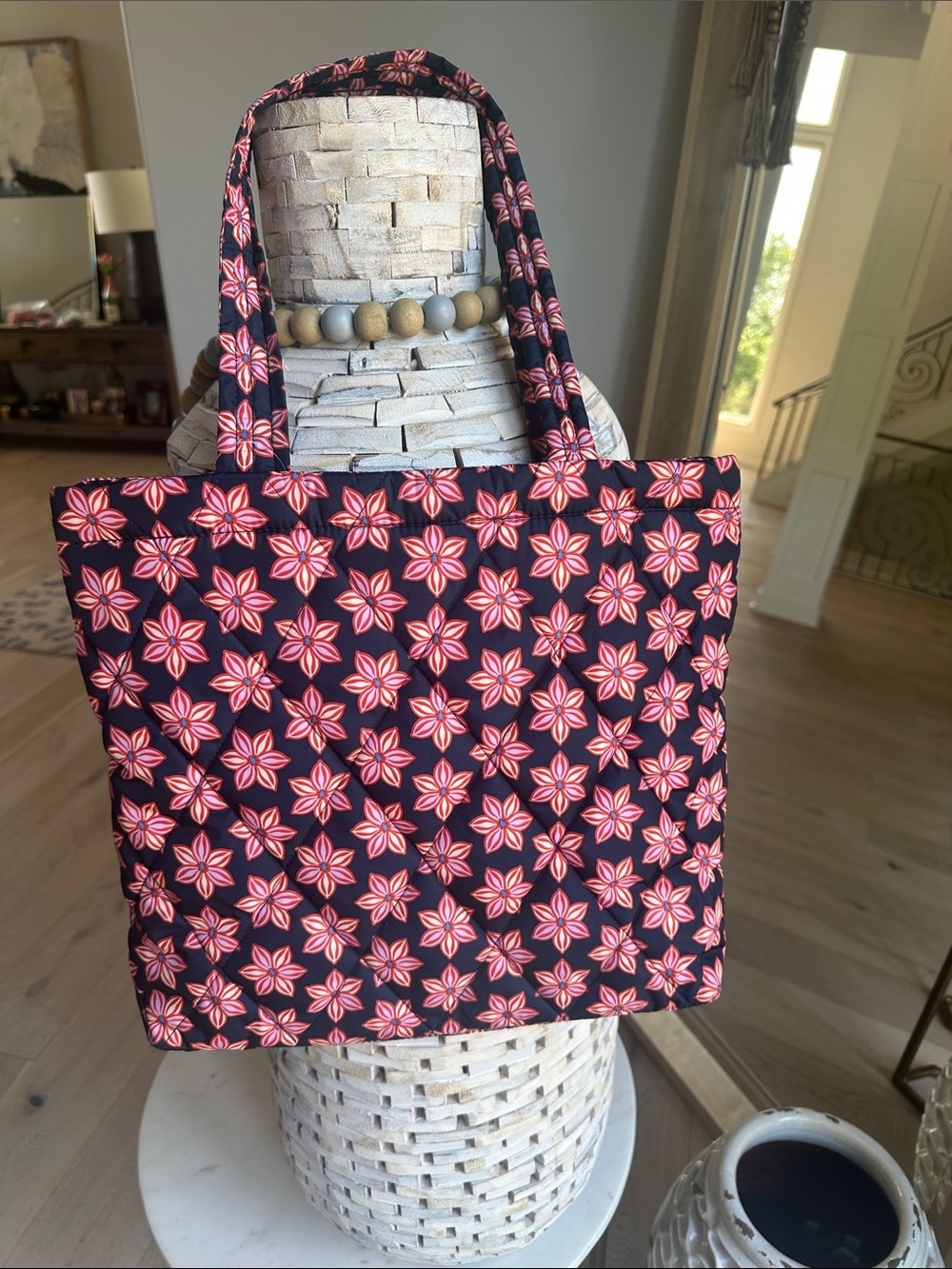 Vera Bradley Black Tote with Pink Floral Pattern NWOT